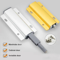 Aluminum Push To Open Cabinet Catches Door Stopper Closer Magnetic Touch Stops Bathroom Wardrobe Invisible Cabinet Pulls Kitchen