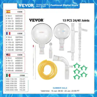 VEVOR 13/29/32 PCS Laboratory Glassware Chemistry Kit Distiller 24/40 Joints Flask Mortar and Pestle School Supplies Equipment