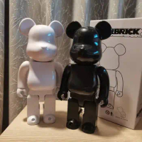 Bearbrick400% Black And White Model Diy Material Coloring Hand-made Toy Decoration Doll Be@rbrick 28cm Joint Rotation With Sound