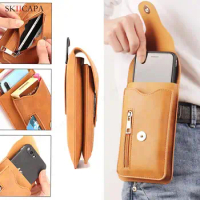 For Samsung M54 M14 M33 Universal Zipper Wallet Card Slot Belt Clip Phone Bag For Galaxy A54 A24 A14 A04 A23E Leather Waist Bag