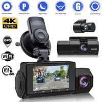 Dash Cam 4K Camera for Car Dashcam GPS Wifi 24h Parking Monitor Night Vision Dvr Front and Rear 3 Dvrs Kamera Video Registrator