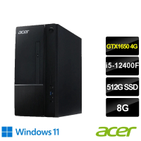 Acer 宏碁 +8G記憶體組★i5 GTX1650電腦(Aspire TC-1750/i5-12400F/8G/512G SSD/GTX1650/W11)