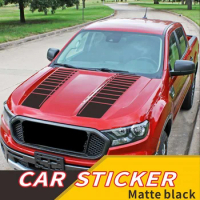 Car Head Sticker Hood Decals Stripe Matte black For Ford Ranger 2015-present SUV