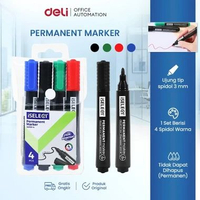 Deli I-Select Permanent Marker Set / Spidol Permanen Set Isi 4 PCS Tip 3 mm Hitam/Biru/Merah/Hijau U