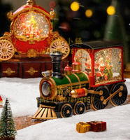 聖誕節裝飾品小夜燈音樂盒桌面擺件場景布置聖誕老人火車創意禮物【繁星小鎮】