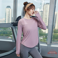 新款瑜伽服長袖寬松遮肉速干美體運動T恤女 跑步健身衣運動罩衫潮