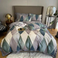 Chic Abstract Art Geometric patterns printed Duvet Cover 100%Egyptian Cotton bedding set 4pcs Quilt cover bed sheet pillow shams