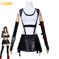 Rambut palsu Kostum Cosplay Wanita Anime FF VII Tifa Kostum Cosplay untuk Pesta Halloween