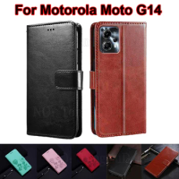 Magnetic Phone Funda For Motorola Moto G14 чехол Leather Cover Book Stand Wallet Case For Carcasas Moto G14 XT2341-4 6.5" Coque