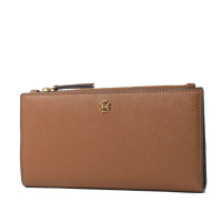 【TORY BURCH】EMERSON 十字紋防刮釦式對開長夾-焦糖色