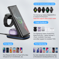 3 In 1 Wireless Charger Stand สำหรับ Samsung Galaxy Watch 5 4 Active 21 15W Fast Charging Dock Station สำหรับ Samsung S21S20 Charger