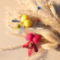 {DLGIFJIE} 2pcs Plush Fly Cat Teaser Stick For Changing Heads Cat Toy Cat Teaser Wand Catnip Ball Pe