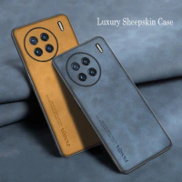Luxury Sheepskin Leather Shockproof Silicone Case For Vivo X90 X90S X80 X70 X60 X60T X50 X51 X30 Pro Plus Lite Phone Case Cover