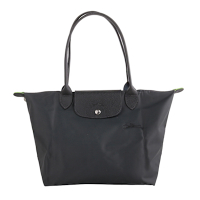 LONGCHAMP GREEN系列長把大馬尼龍水餃包(石墨灰)S