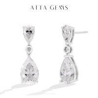 Anting-anting Moissanite, Bentuk Pear 4CT & 1CT, Bahan S925 Mewah, Untuk Wanita, Sesuai untuk Hadiah