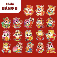 Set 10/100 Bao lì xì Tết Chibi hoạt hình hot hit màu sắc đẹp, giấy dày dặn cứng cáp - Tặng Kèm Túi