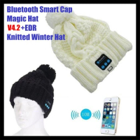 100pcs! Women&amp;Girl's Wireless Bluetooth V4.2 Smart Woolen Beanie Winter Hat Headset Hands-free Music Magic Cap,Mp3 Speaker Mic