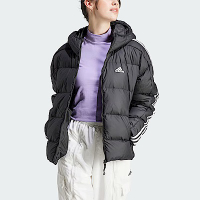 Adidas W ESS M D HO J [HZ8483] 女 羽絨外套 連帽 運動 休閒 冬季 保暖 防潑水 黑