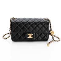 CHANEL香奈兒 Classic Flap bag (小羊皮/金黑雙色鏈帶/金球) (20cm)