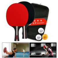 Ping Pong Racket 2 Rackets &amp; 3 Balls Ping Pong Paddles Set Professional 2 Player Ping Pong Set with Bag for Advanced Training