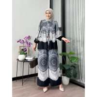 One Set Motif Rayon Viscose Diamond Motif Wayang Batik Sisik Kancing Jumbo Setelan Wanita Busui Frie