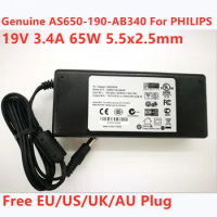 Genuine 19V 3.42A 3.4A 65W AS650-190-AB340 ADPC1965 AC Adapter For PHILIPS LCD Monitor 247E4QSD 284E5Q 224E5Q Power Charger