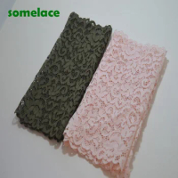 (2yds/lot)green~pink hollow calico Hair Decoration Elastic Stretch Lace Trim wedding dress skirt lace trim