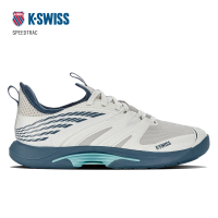 K-SWISS 網球鞋 男鞋 灰白/藍 SPEEDTRAC(送運動襪)
