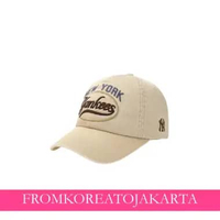 eM LB Varsity Vintage Culsive Stitch Unstructured Ball Cap - NY Beige