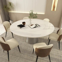 Light extravagant telescopic supercrystal table and chair combination modern simple marble rotation and folding