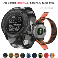 Instinct 2X Hook Loop Nylon Strap For Garmin Fenix 7 7X 6X 6 Pro 5 5X Plus Epix Tactix Delta Smartwatch Band 22mm 26mm Wristband
