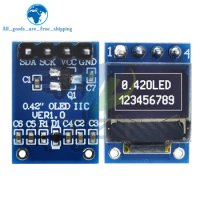 TZT 0.42" 0.42 Inch White OLED Display LCD Module 72X40 Serial Screen White Color I2C IIC/SPI Interface SSD1306 72*40