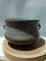 日本回流古董銅器精品古銅山水銅火缽，器型大氣，挺少見，全品沒