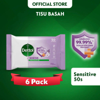 Dettol Tisu Basah Sensitive Anti Bakteri (6 Pack) x 50 Lembar