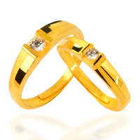 【福西珠寶】買一送一9999黃金戒指 完美信仰對戒 時尚夾鑲對戒(金重1.96錢+-0.03錢)