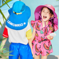 【韓國lemonkid】夏日遮陽帽-藍色獅子(遮陽帽 半空帽 兒童帽 漁夫帽)