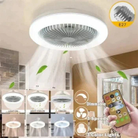 Smart 3-in-1 Ceiling Fan with Remote Control Lighting Lamp E27 Converter Base 85-265V Lighting Base for Bedroom and Living Room