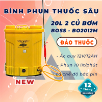 Bình xịt BOSS BO2012M 20L 2 củ bơm có đảo thuốc tự động, ắC quy 12V/12AH có báo pin