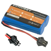 6.4V 2S 500mAh 3.2Wh LiFePO Battery SM-2P reverse plug for RC Model Buggy Truck Racing Speed Boat