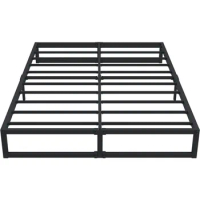 Bed frame, heavy-duty steel plate supported metal platform bed frame, easy to assemble, black 14 inch large bed frame