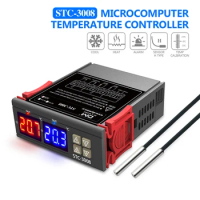 STC-3008 dual digital temperature controller DC12V/24V AC110-220V temperature regulator with heater and cooler thermostat