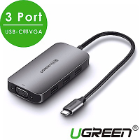 綠聯 USB-C轉VGA多功能轉接器 3 Port USB3.0+PD快充