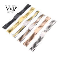 Rolamy Wholesale 18mm 20mm Replacement 316L Stainless Steel Wrist Watch Band Strap Bracelet For Omega IWC Tudor Seiko Breitling