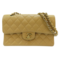 【二手名牌BRAND OFF】CHANEL 香奈兒 卡其色 牛皮 菱格紋 荔枝紋 COCO 單肩 肩背包 鍊帶 A01113