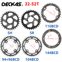 DECKAS Bicycle Round Chainring 94/96/104/110/130/144BCD SH/SR 32-52T 7-12s Narrow Wide Tooth Aluminum Alloy for R7000/R8000/7100