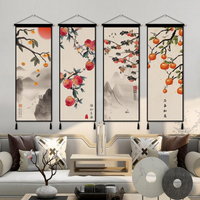新中式掛布背景布中國風好寓意玄關中堂畫客廳布藝掛畫牆面裝飾布 全館免運