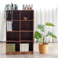 EASY HOME--浮雕紋8格開放式書櫃採E1板材 (胡桃木色)