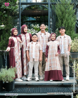 MUTIF Sarimbit Keluarga Ghazlina Ghazlan Red Plum Koko Tangan Pendek & Gamis Wanita