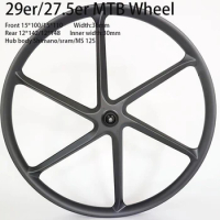 700C 29er 27.5er Carbon 6 Spoke Wheels E-Bike Wide 36mm Inner 30mm XC AM MTB Wheelset 29inch Wheel 15x100 15x110 12x142 12x148