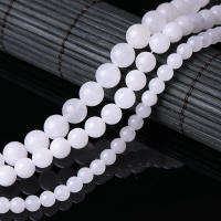 天然白玉髓散珠手鏈項鏈 水晶半成品串珠配飾圓珠子 DIY手工材料